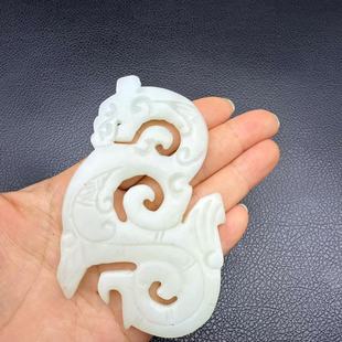 岫玉仿古龙吊坠挂件复古西周龙纹玉佩腰佩玉璧玉坠古风汉服项链坠