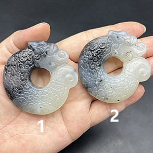 岫玉水墨仿古龙吊坠挂件复古兽面玉石玉佩腰佩把玩件项链玉坠挂坠