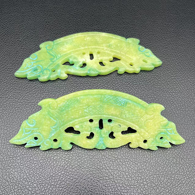 双面雕刻仿古做旧汉服雪花玉