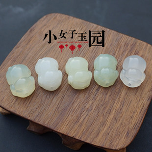 岫玉通孔小猪吊坠挂件玉石通孔猪DIY手工配饰包挂手链饰品配件