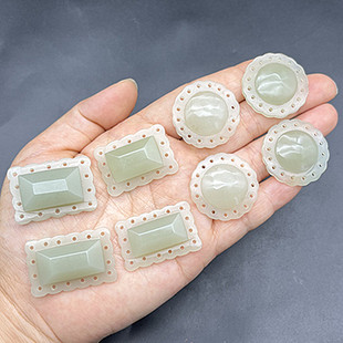 和田玉帽花帽正汉服领扣衣服配饰手工配件头饰镶嵌明清件仿古雕刻