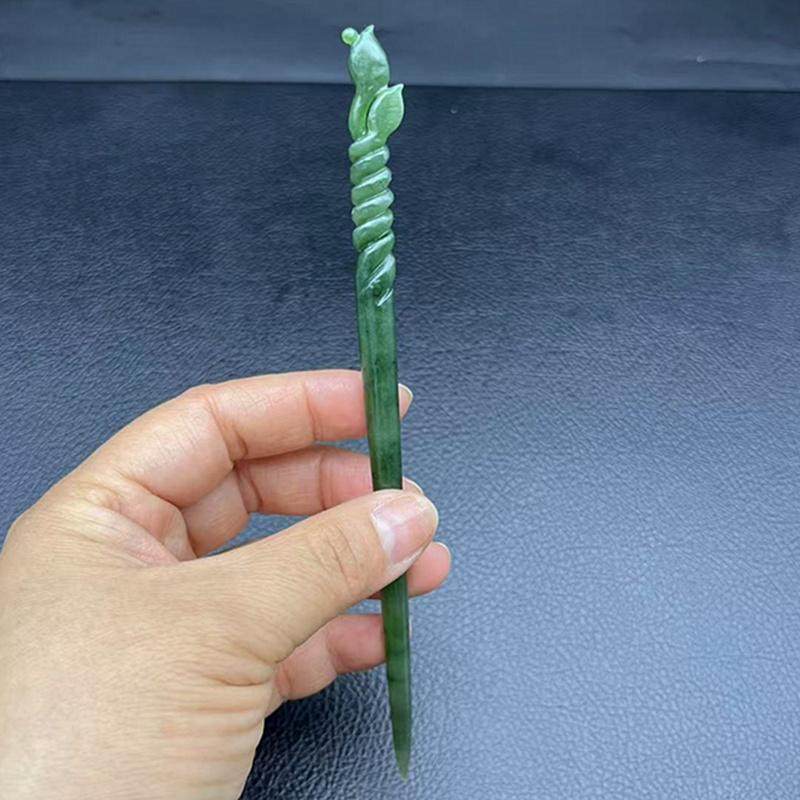 和田玉莲花发簪玉簪子古风汉服头饰簪花古装盘发簪子旗袍配饰发钗