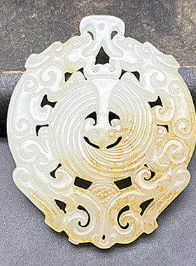 仿白玉琉璃复古龙凤玉佩腰佩发饰