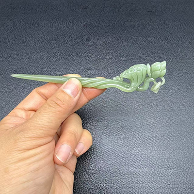 和田玉莲蓬发簪中式汉服头饰步摇