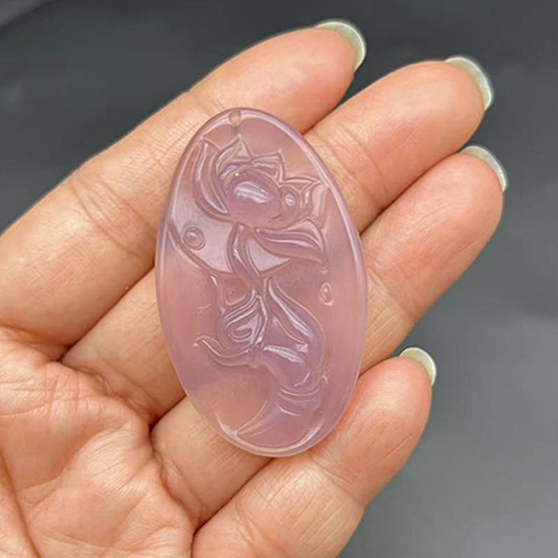 玛瑙佛手莲花吊坠挂件粉 有求必应莲花 挂坠首饰配件玉佩玉坠颈饰