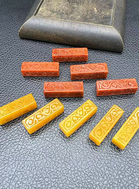 红绯方形雕纹桶珠手串锁骨链配饰