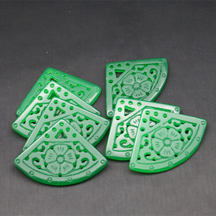 马来玉满绿镂空扇形花朵吊坠挂件三角形挂饰耳坠DIY压襟玉坠配饰