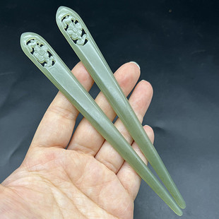 青玉梅花发簪天然和田玉簪子发饰仿古玉钗复古发钗男女款古风玉簪