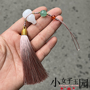 新疆金丝玉葫芦吊坠天然白玉钥匙扣包挂玉佩书签手机坠饰创意礼物