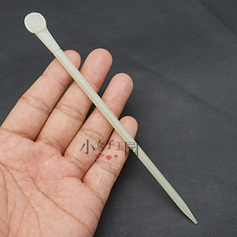 仿古雕刻青白玉汉服配件饰品发簪