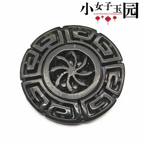 墨绿玉幸运花玉吊坠挂件双面镂空花玉佩蛇纹石玉扭转乾坤玉佩流苏