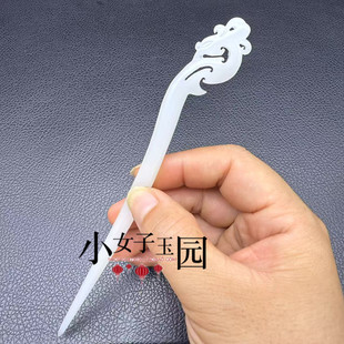 琉璃凤头发簪发钗仿白玉簪子国风旗袍头饰古风汉服影视短剧发饰品