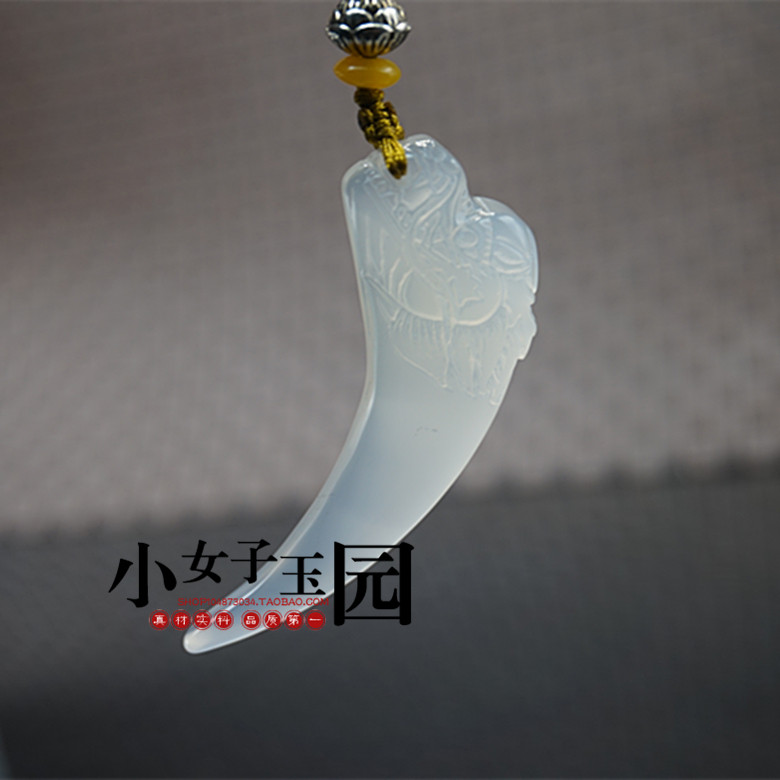 玉坠白玉髓龙头狼牙吊坠 挂件文玩手串星月菩提配饰个性饰品