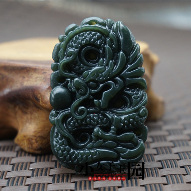 和田玉青玉牌玉坠男士款玉石生肖龙玉玉佩挂件吊坠