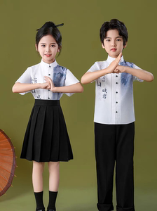 幼儿校园合唱演出服中国风中小学生爱国诗朗诵合唱舞蹈服国学汉服