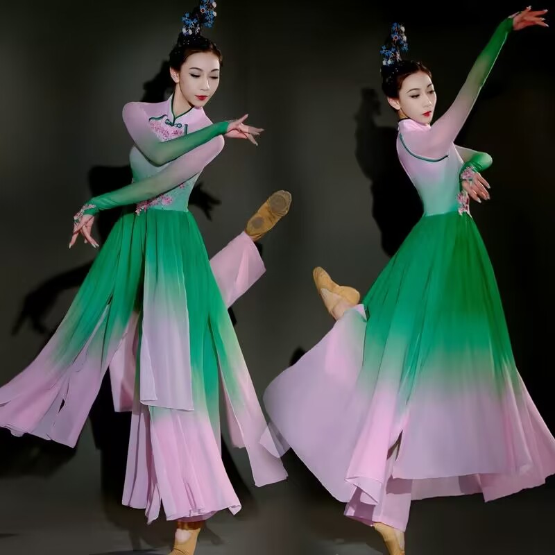 开场舞大裙摆演出服大气歌伴舞蹈服装中国风现代古典舞表演夏季女