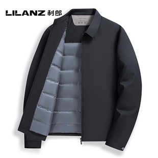 利郎男士商务羽绒服行政夹克2025秋冬新品商务翻领保暖上衣外套