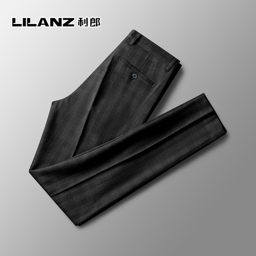 利郎格纹西裤男款春秋款