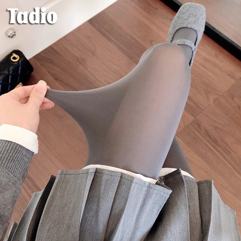 日本Tadio春秋款连裤袜哑光浅灰丝袜深灰色天鹅绒打底袜JK白丝女