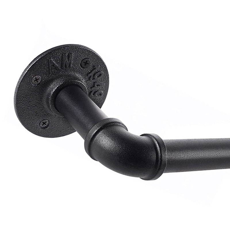 伸缩杆窗帘杆黑工业风罗马杆北欧窗帘杆子窗帘轨道罗马杆现代简约