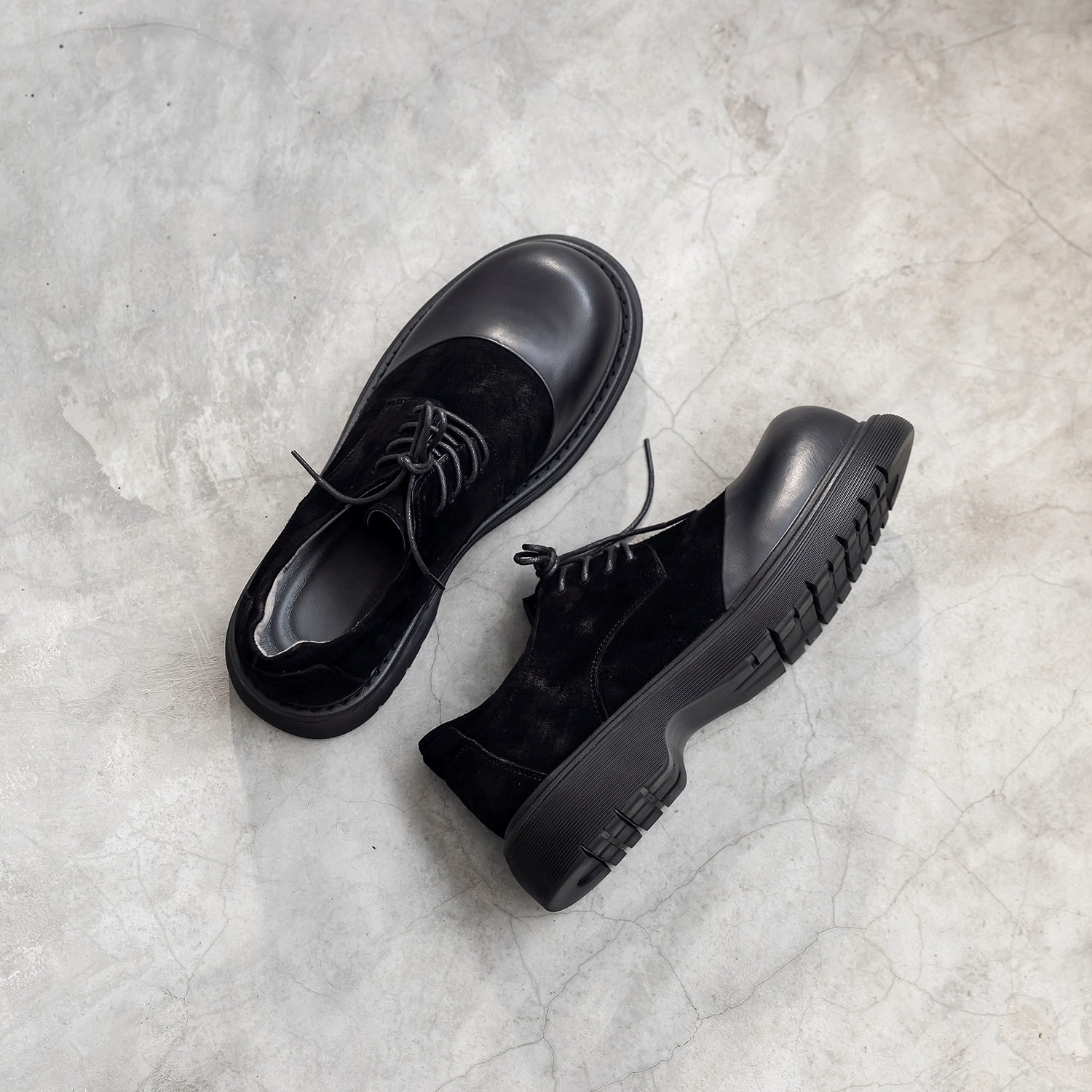 25秋冬新款欧美时尚拼接大头皮鞋