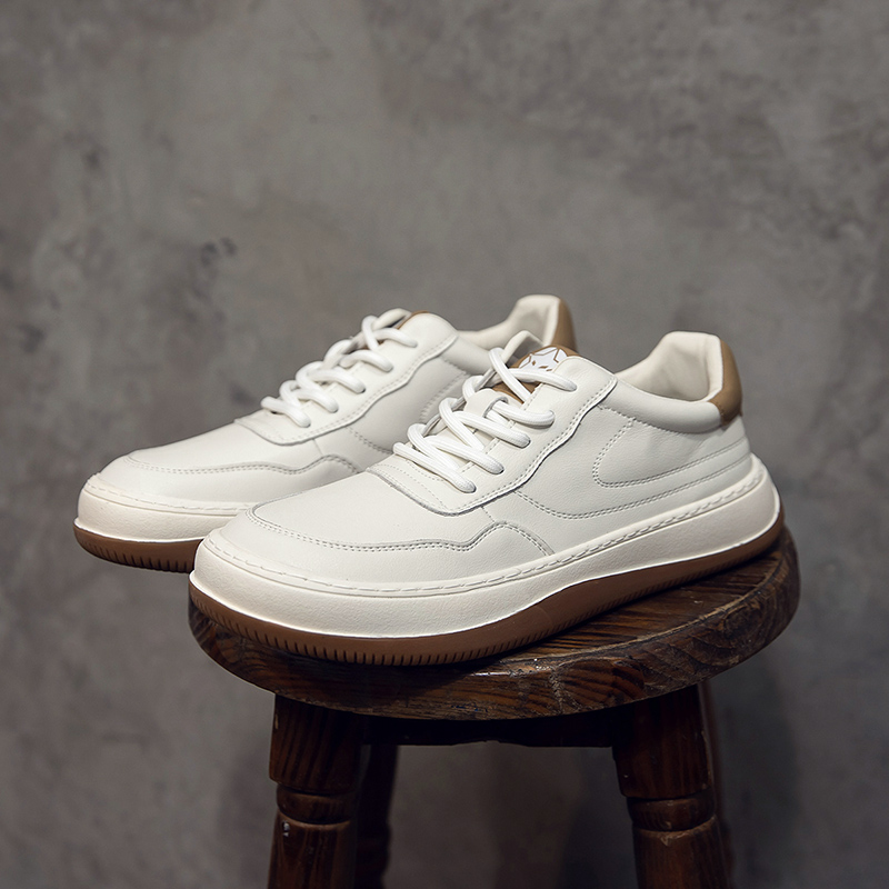 欧洲站男鞋真皮春夏新款潮牌时尚休闲潮鞋个性歪头小丑鞋男士板鞋