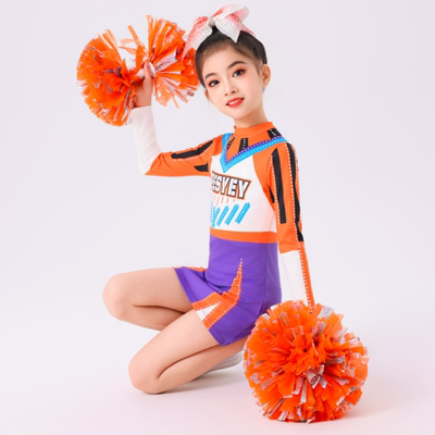 儿童啦啦操演出服长袖女童拉拉队比赛服中小学生运动会团体操服装