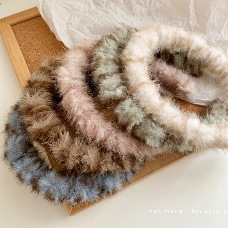 秋冬气质豹纹毛绒发箍女带齿洗脸压发头箍高颅顶防滑碎发整理发卡