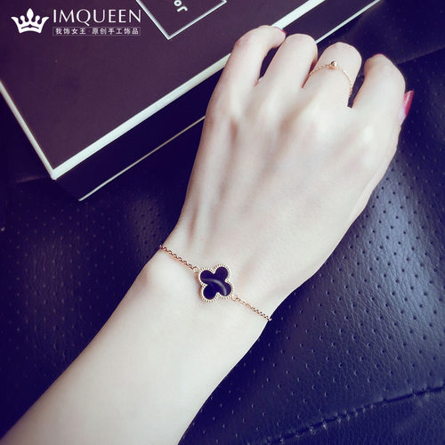 18k玫瑰金幸运四叶草镀金百搭