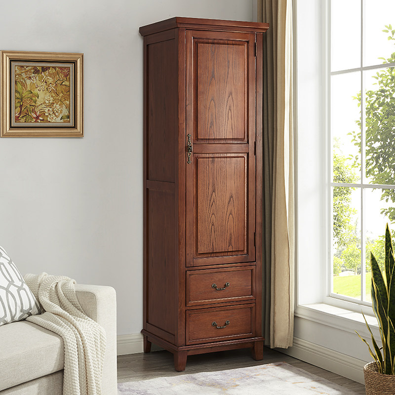 思图加特美式实木衣柜单门双门三门储物柜卧室小衣柜