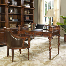 思图加特美式全实木书桌卧室小书桌欧式办公桌椅