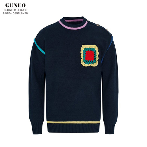 套头羊毛衫圆领缉明线毛衣保暖