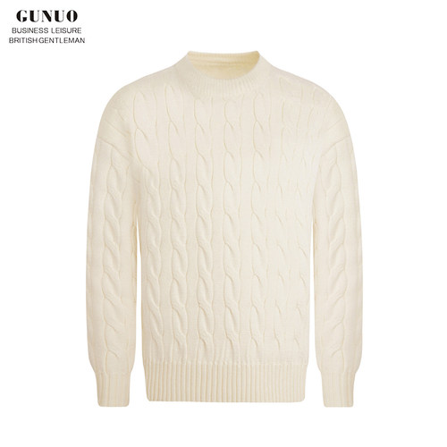 羊毛衫圆领粗线麻花毛衣抗寒保暖