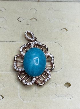 天然天河石吊坠14x19MM秘鲁吊坠s925银镶嵌原石简单气质款花边款