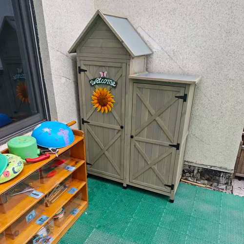 户外实木防水防晒多层玩具储物柜