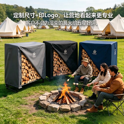 木柴架防雨罩民宿露营地户外防潮柴火罩庭院柴火架防水防晒遮雨布