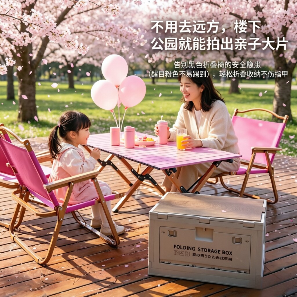 多巴胺桌椅亲子露营户外折叠桌沙滩椅组合便携露营桌摆摊桌蛋卷桌