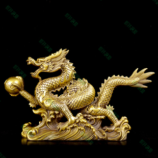 纯铜水龙摆件青龙工艺品家居客厅办公室桌面装饰品开业送礼送领导