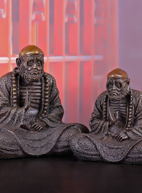 纯铜达摩摆件达摩祖师佛像铜像客厅佛堂装饰品禅意人物工艺品家用