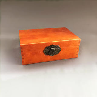 单层长方形复古风木制收纳盒实木木盒书房杂物防尘木箱子带盖带锁