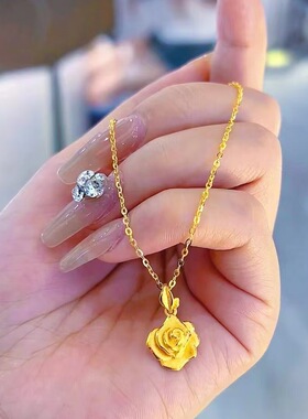 新款玫瑰花项链仿越南沙金轻奢小