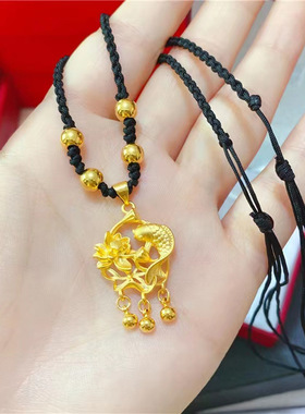 直播款莲花鲤鱼项链手工编织链子