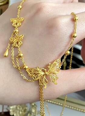 黄金色项链蝴蝶夫人锁骨套链时尚