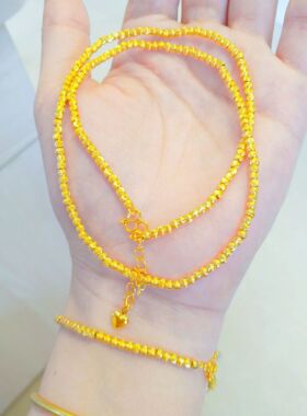 越南沙金拉丝小猫眼项链手链套装