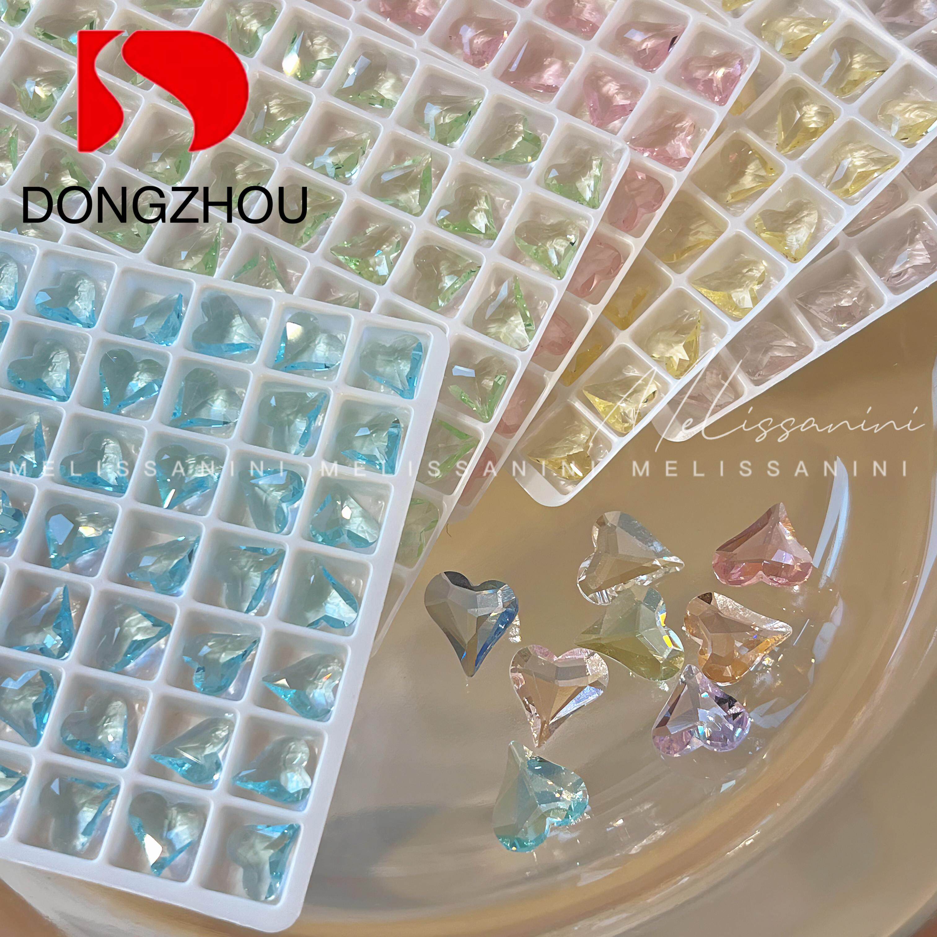 东洲【透底歪心系列】超闪高品质多切面腰线美甲钻彩色爆闪饰品