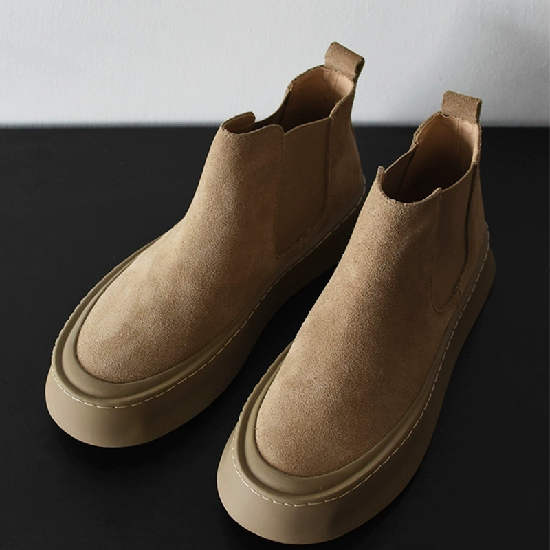 帕达索男鞋冬季加绒厚底切尔西靴男休闲短靴圆头套脚马丁靴251020