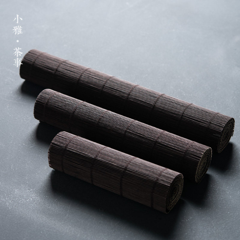 小雅 复古旧色竹编茶席 茶艺桌旗中式禅意茶道装饰干泡席桌垫竹席