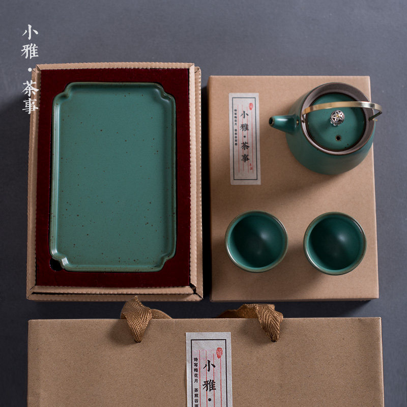 小雅 日式提梁壶一壶二杯简约干泡盘陶瓷办公家用功夫茶具小套装|msdalam kategori pinggan mangkuk, set teh, Kung Fu teh - dari Buy2taobao.com untuk memberikan perkhidmatan ejen Taobao profesional membeli