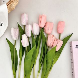 ins手感保湿 饰插花摆件婚礼摄影道具 郁金香仿真花假花家居客厅装