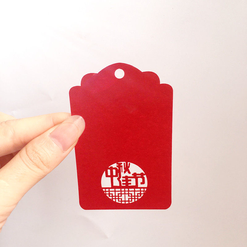 新款 中秋节创意月饼许愿卡吊卡祝福心愿 留言感谢卡小卡片配丝带